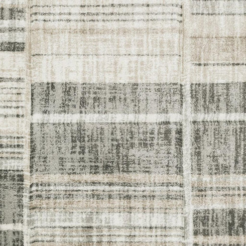3' X 5' Grey Charcoal Ivory Tan Brown And Beige Geometric Power Loom Stain Resistant Area Rug